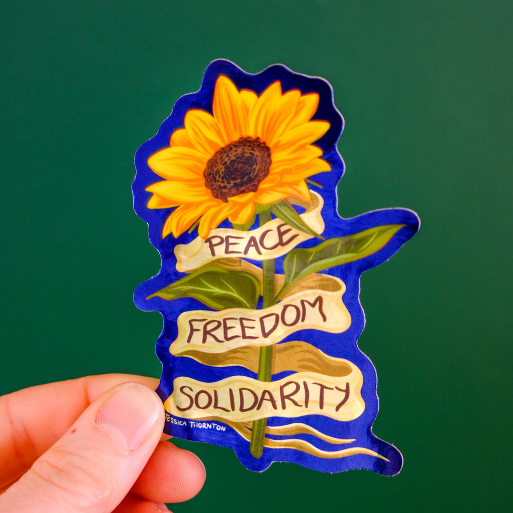 Solidarity Sunflower Sticker – Jessica Thornton Designs