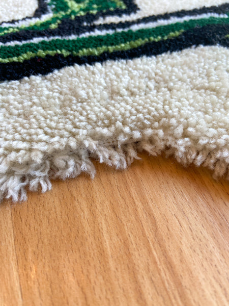 Handmade White Flower Rug