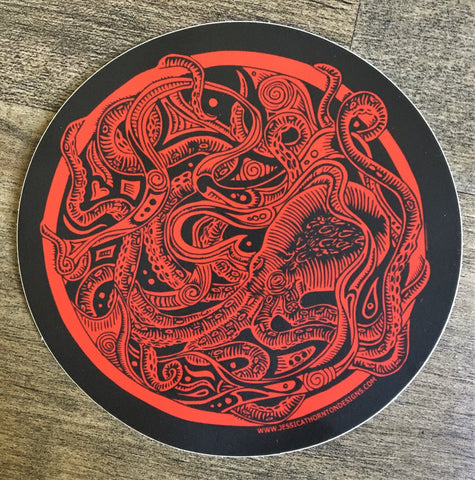 Red Octopus Sticker